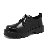 Men's Leather Shoes Spring British Platform Casual Derby Shoes Men's Dress Wedding Black Low Top Martin Boots