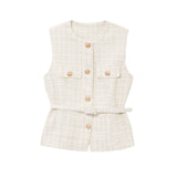 Women's Clothing 2025 Spring/Summer Button Collar Sleeveless Vest Topess Female