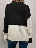 Women's Sweater Casual Loose Knitted Shirt Color Long-Sleeved Collar Knitting