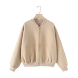 Bomber Jacket-Style Tunic 3399802 Loose High-Waisted Velvet Trousers