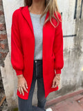 2025 Solid Color Casual Hairs Pocket Hooded Jacket Jacket