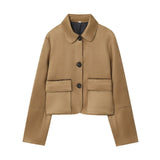 New Women's Casual Simple Anti-Velvet Effect Short Long-Sleeved Jacket