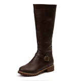 Wish Hot Autumn And Winter New Women's Boots Belt Buckle Side Zipper Side And Flat Bottom High-Heeled Knight