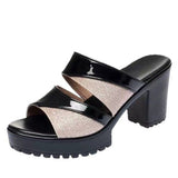 Mouth Cool Slippers Women Wear 2025 Summer New Fashion Slippers Coarse And Waterproof Table High