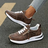 Casual Sneakers Women's 2025 New Fashion Slope And Thick-Soled Tie With Women's Sports Single