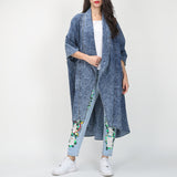 Zingj Ebay Cardigan Denim Trench Coat Women's Fashion Lapel Bat Sleeve Loose Coat Female