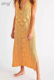 Sleeveless Dress Women Knitted Summer Beach Dress Female Fashion Hollow Out SwimSuit Cover Ups Maxi Dress Vestido