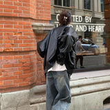 Solid Color Lapel Neck Leather Jacket-Outfit