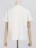 Zingj Summer New Fashion Round Collar Embroidery Flower Splicing Design Sense Versatile Hollow Short-Sleeved T Shirt Jacket