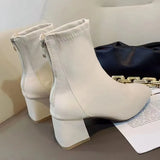 Boots 2025 New Female Boots Winter Head Behind The Zipper Short Boots Women's Coarse And Middle Boots