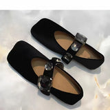Goods Shallow Head Shoes Fashion Flat-Soled Single Shoes Gold Velvet 2025 Summer New Buckle Lefu Shoes