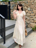 Xixi 13 Line 2025 Summer New Temperament Embroidered High-Waisted Dress Dress Women