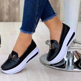 Thick-Soled Women's Shoes 2025 New Casual Single-Shoe Women's Metal Buckle Lazi Shoes Lefu