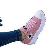 2025 New Low-Top Single Shoes Women's Thick-Sled Round-Headed Canvas Shoes Pine Cream Soles With Large Women's