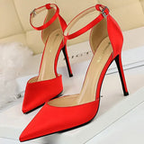 Shoes Hollow Out Woman Pumps High Heels Sexy Party Shoes Silk Ladies Shoes Pointed Toe Heeled Shoes 2021 Female