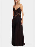 Women's Solid Color Splicing Lace Embroidery Dress Fashion Embroidery Women