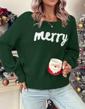 And Winter Christmas Sweater Women Loose Lettered Long-Sleeved Knitted Shirt