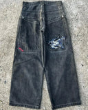 High Street Jeans Y2K Hip Hop Printed Cartoon Retro Loose Men
