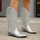 Mid-Clinity Fashion Boots Women Large-Size Retro Coarse And Folded Feet V Mouth Western