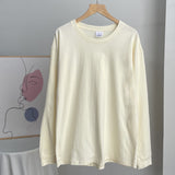 Thread Cuffs Pure Cotton T-Shirt Women 220G Knitted Loose Long-Sleeved Top Hot Ins