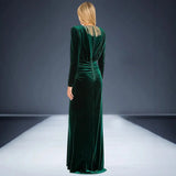Autumn Women's Sexy Deep V-Neck Velvet Dress Dress French High-End Temperament Dress Dress