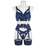 Navy Blue Strappy Lingerie Set-Outfit