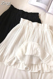 Chiffon Summer Shorts Skirt Women 2023 Fashion Korean Elastic Waist Pleated Mini Skirt Casual Beach Faldas
