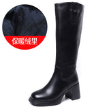 Layer Of Cow Skin High Boots Women 2025 Autumn And Winter New Knight Boots Korean Version Plus Velvet Thin Side Zipper High-Heeling