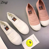 Women's Casual Fashion New Soft Bottom White Shoes Solid Color Shallow Shoes Canvas Shoes Gilrs Sneakers