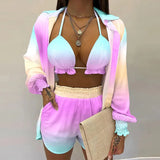 New Sexy Women's Pure Color Shorts Fashion Three-Piece