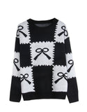 And Winter New Christmas Sweater Women's Loose Knitted Jersey Square Bow Bump Color