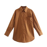 Women's Clothing 2025 Summer New Loose Cotton Pocket Dress Long-Sleeved Shirt Top