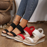 With A Slope And Sandals Women With Buckle On The Bottom Of The Knitted Light Beach Cold