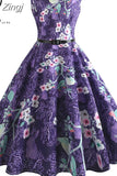Womens Summer Dresses Women Robe Elegant Vintage Retro Swing Rockabilly Dress High Waist Floral Runway Sundress