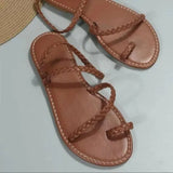 Women's Shoes 2025 Spring And Summer New Large-Size Braided Sleeve Flat Sandals Women Women