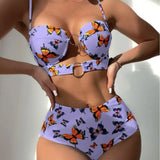 2022 Hard Cup Hollow Hollow Split High-Waist Swimsuit Bikini