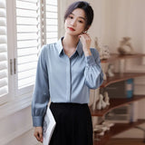 Women Shirt Long Sleeve Blouse 2023 Spring New Loose Ladies Tops Satin Women's White Shirt Basic Elegant Shirts and