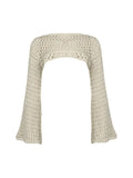 Long Sleeve Crochet Bolero Knit Top- Outfit