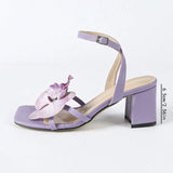 Women's High-Heeled Shoes Three-Dimensional Orchid Head Thick And Spring And Summer Fashion Night Party Purple