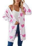 New Valentine's Day Love Knitted Cardigan V-Neck Button Long Coat Sweater