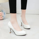 Supply High Heel Round Leather Professional Work Shoes Fashion High Heels Women's Shoes Four Seasons Shallow Single