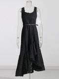 Holiday Style High-End Irregular Sleeveless Dress 2025 New Design Printing Waist Thin Dress
