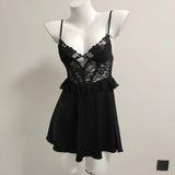 2025 High-End Sexy Pure Lusty Pyjamas French Design With Chest Cushion Ice Silk Sexy Sling