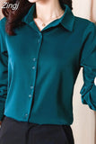 New Shirts for Women Satin Long Sleeve Blouse Office Lady Fashion Shirts Silk Women Shirt OL Elegant Blouses Ladies