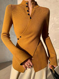 Hem High-Necked Shirt Women's Women's Cross-Sleeve Knitted