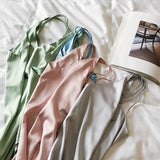 Women Silk Blouses Women Satin Tops Woman Sleeveless Blouse Tops Woman Satin V-neck Blouse Ladies Tops Basic OL White