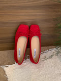 Bow Red Flat Shoes Grandma Shoes Spring And Autumn Lazi Shoes Gentle Single Shoes Retro Women's