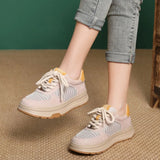 Layer Cowhede Thick Back Color Breathable Mesh Single Shoes 2025 Spring And Summer New Fashion Leather Casual