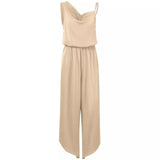 Fashion Casual Women's 2025 New Solid Color Sling Waist Wide Leg