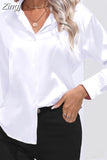 Women Shirts and Blouses Silk Womens Tops Loose Oversized Long Sleeve Blouse Women Spring Elegant Women Clothing OL